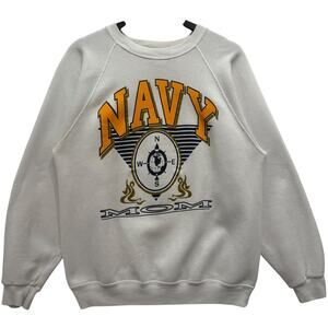 Vintage Navy Mom Spellout Crewneck Large